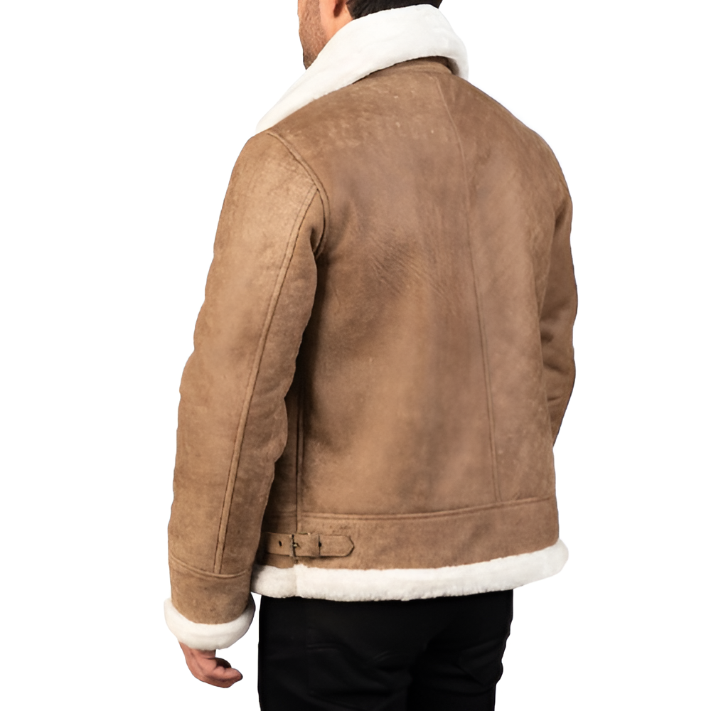 Men's Tan Shearling Leather Jacket