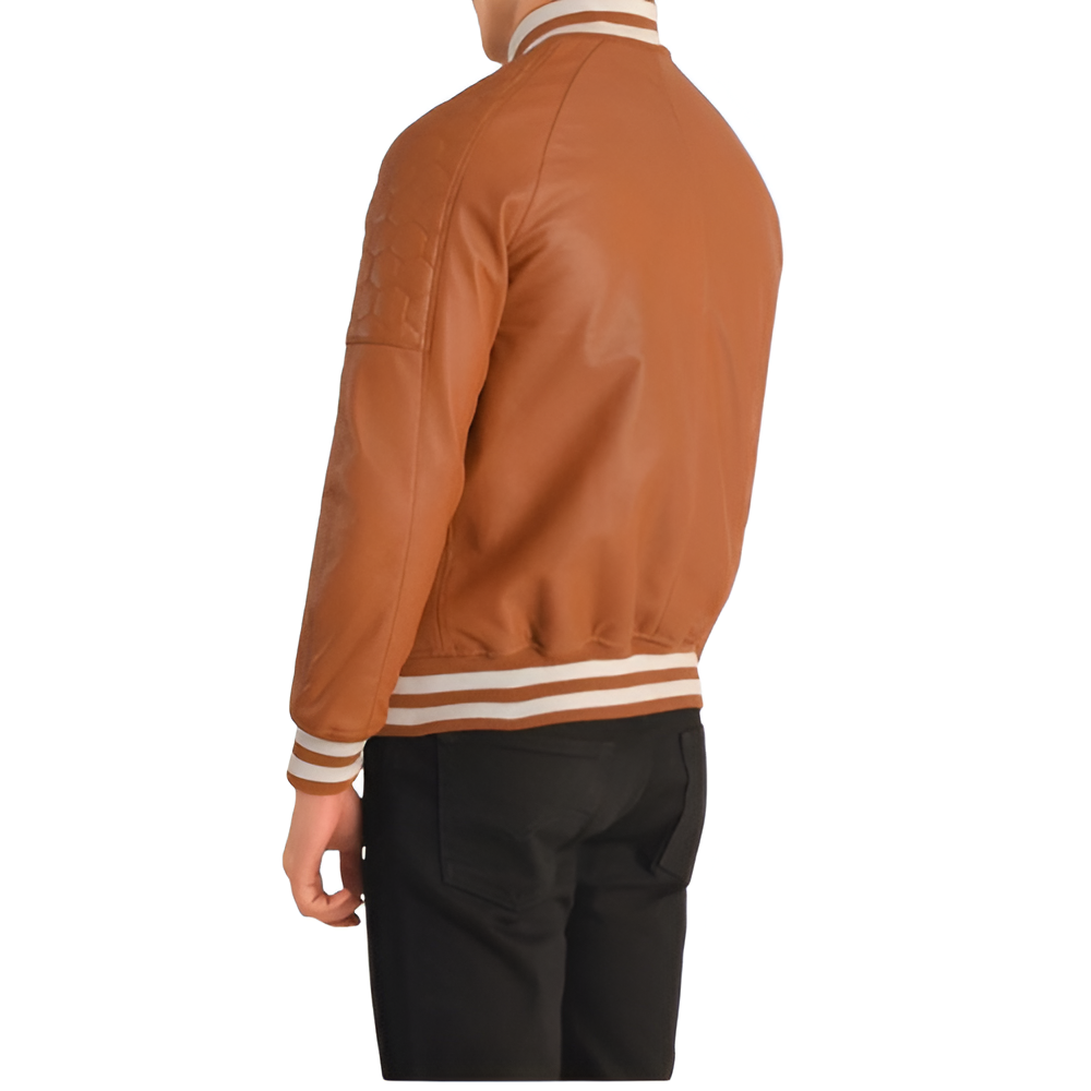 Men's Brown Leather Varsity Jacket