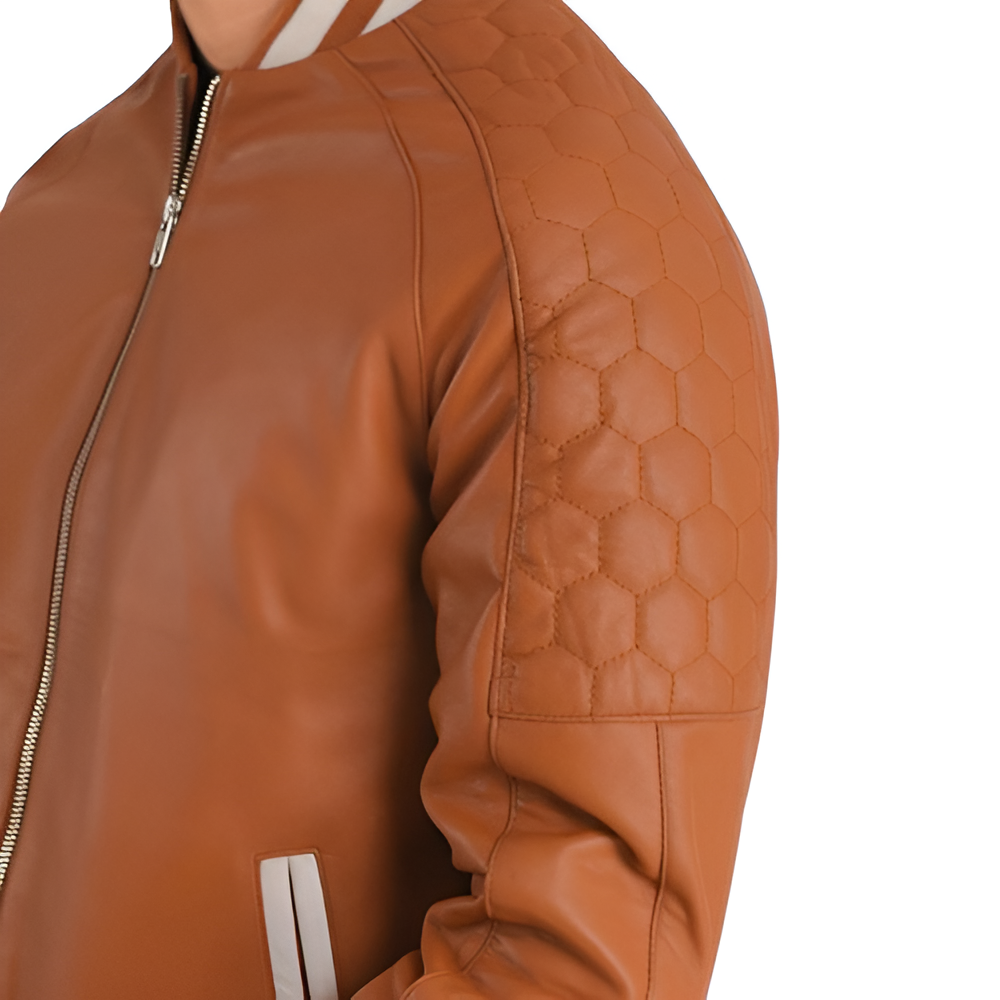 Men's Brown Leather Varsity Jacket