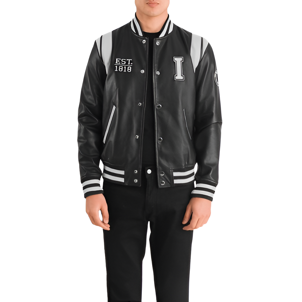 Men's Black Varsity Letterman Jacket