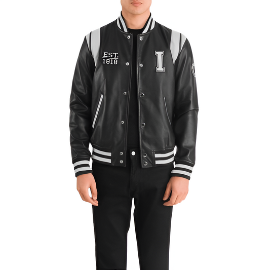 Men's Black Varsity Letterman Jacket