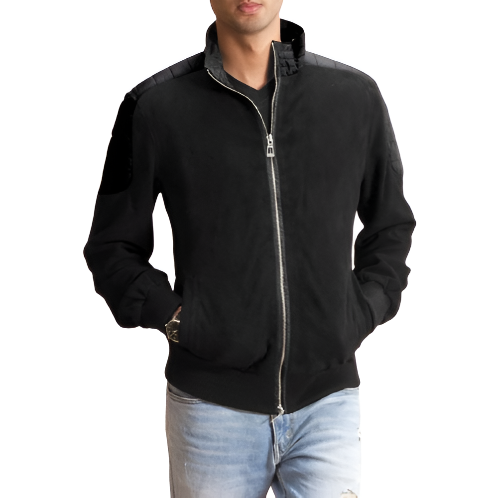 Men's Black Zip-Up Bomber Jacket