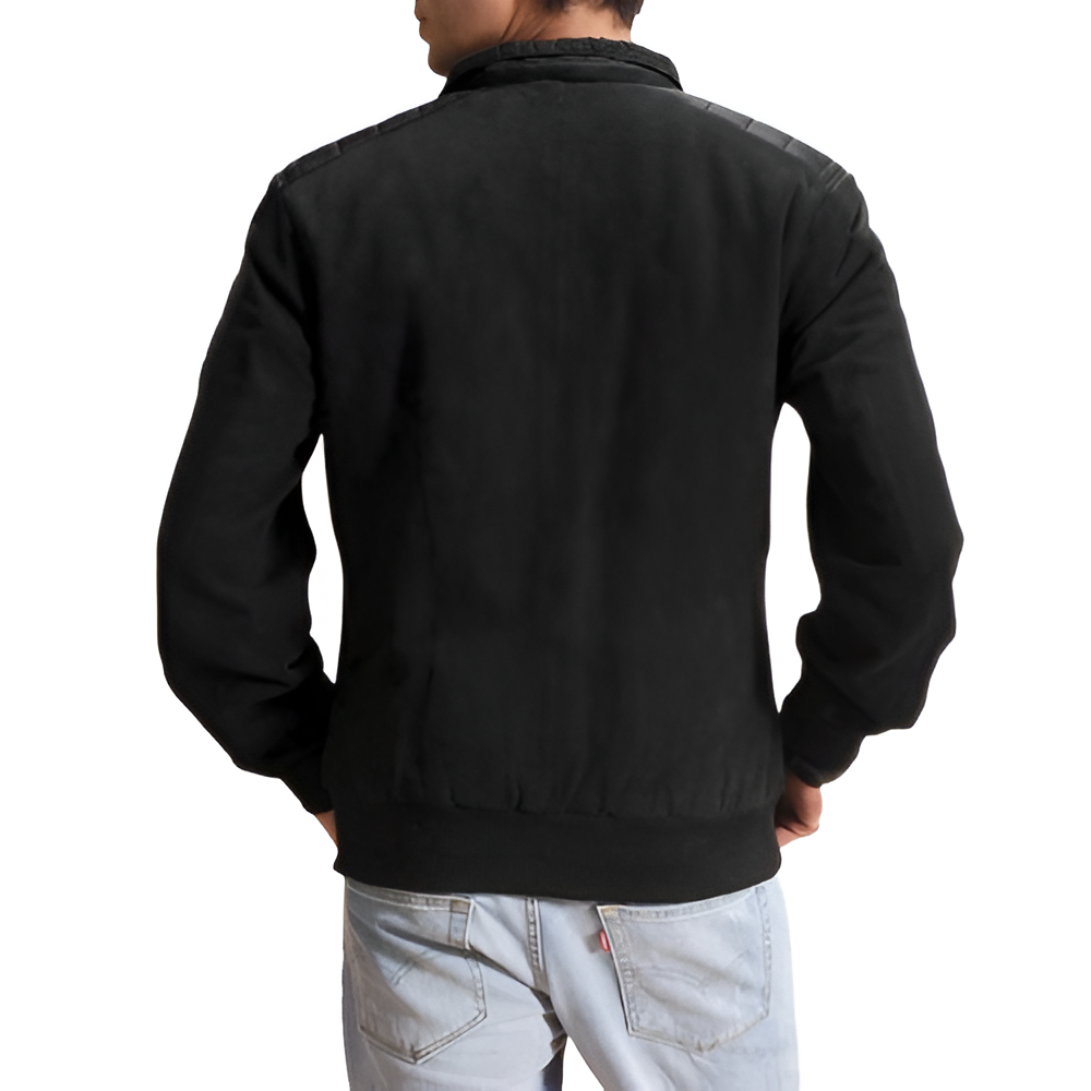 Men's Black Zip-Up Bomber Jacket