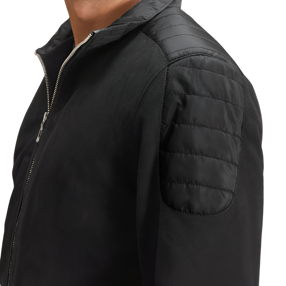 Men's Black Zip-Up Bomber Jacket