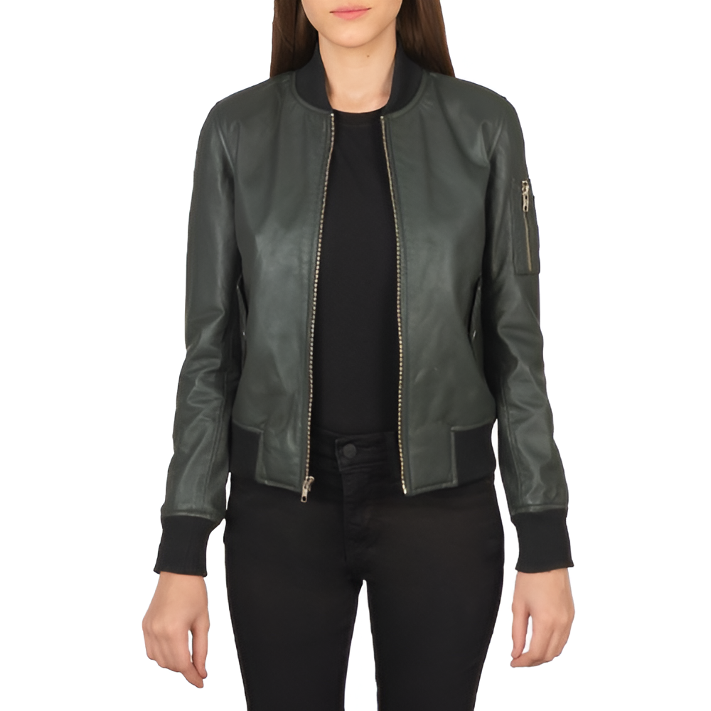 Women's Classic Bomber Leather Jacket