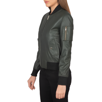 Women's Classic Bomber Leather Jacket