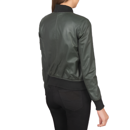 Women's Classic Bomber Leather Jacket