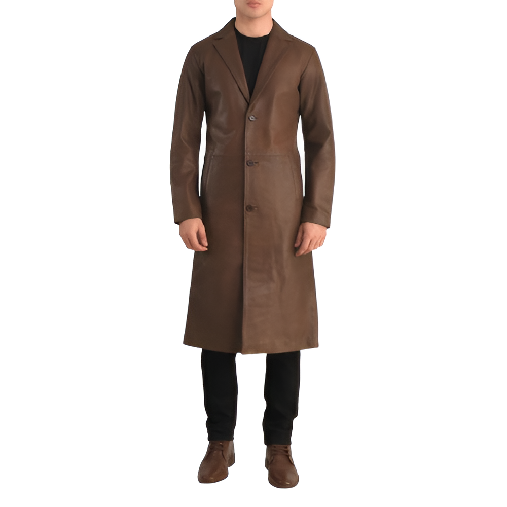 Brown Leather Overcoat