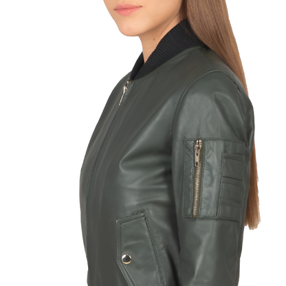 Women's Classic Bomber Leather Jacket