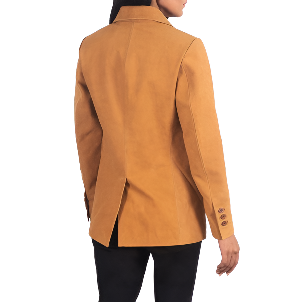 Women's Camel Suede Blazer Jacket