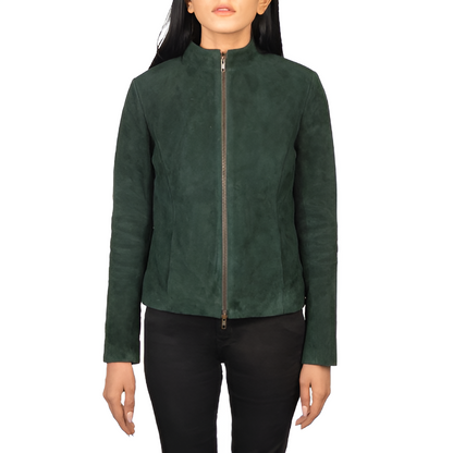 Women's Forest Green Suede Jacket