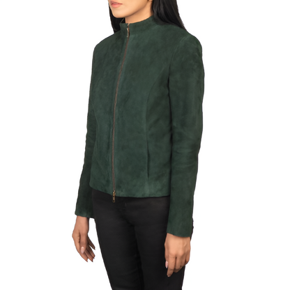 Women's Forest Green Suede Jacket