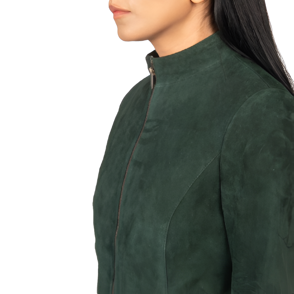 Women's Forest Green Suede Jacket