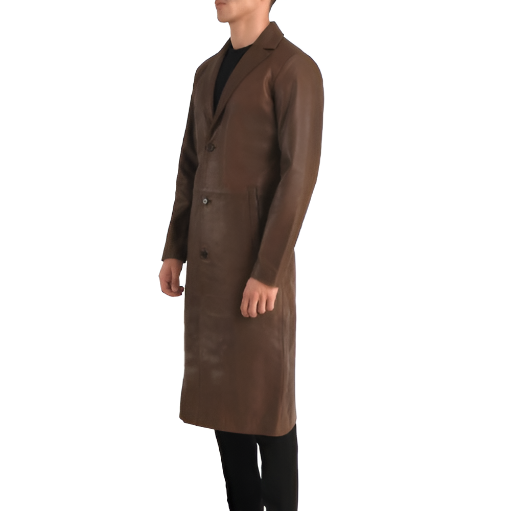 Brown Leather Overcoat