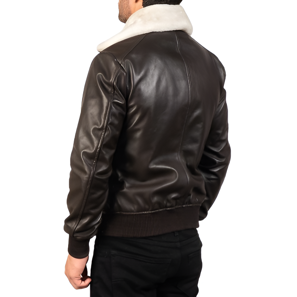 Men's Brown Leather Aviator Jacket