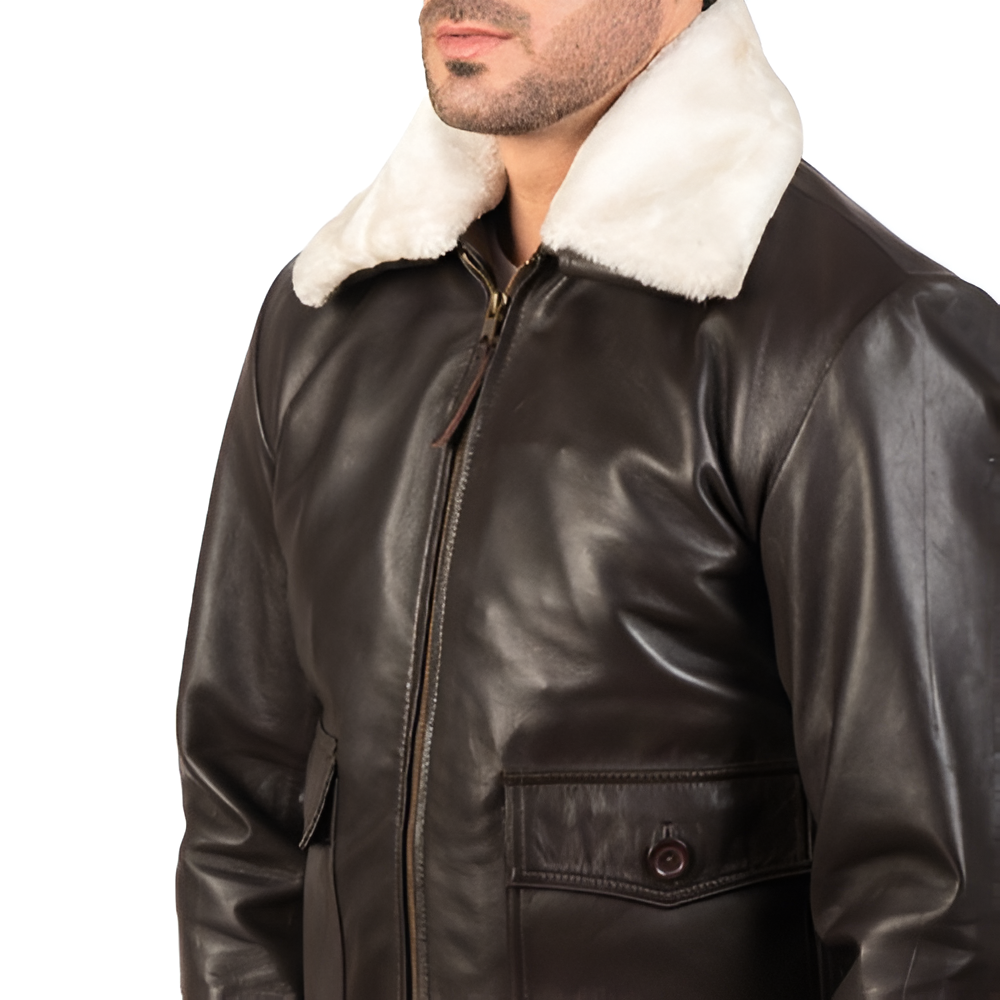 Men's Brown Leather Aviator Jacket