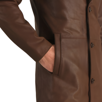 Brown Leather Overcoat