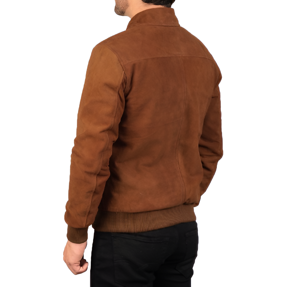 Men's Camel Suede Bomber Jacket