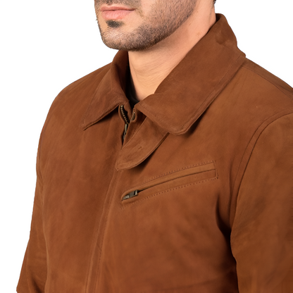 Men's Camel Suede Bomber Jacket