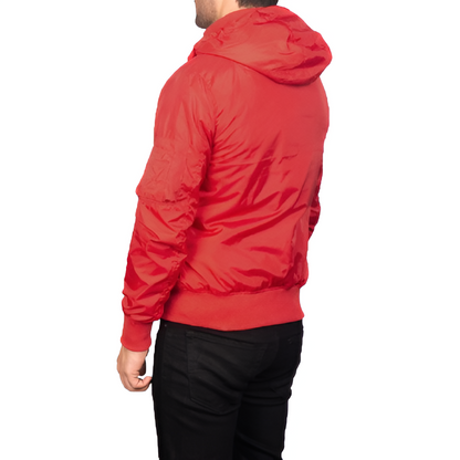 Men's Red Hooded Bomber Jacket