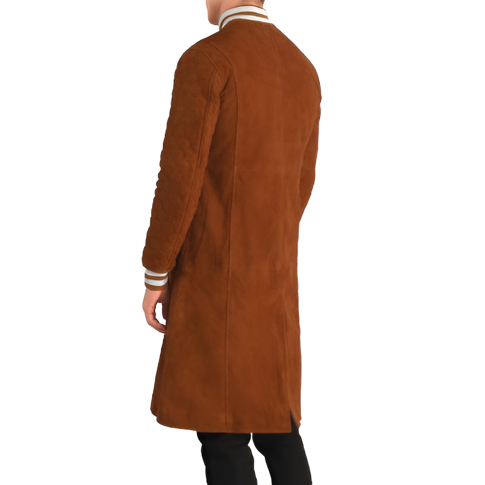 Brown Suede Bomber Coat