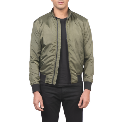 Men's Olive Green Lightweight Bomber Jacket