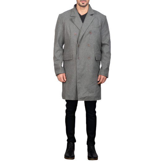 Grey Double-Breasted Overcoat