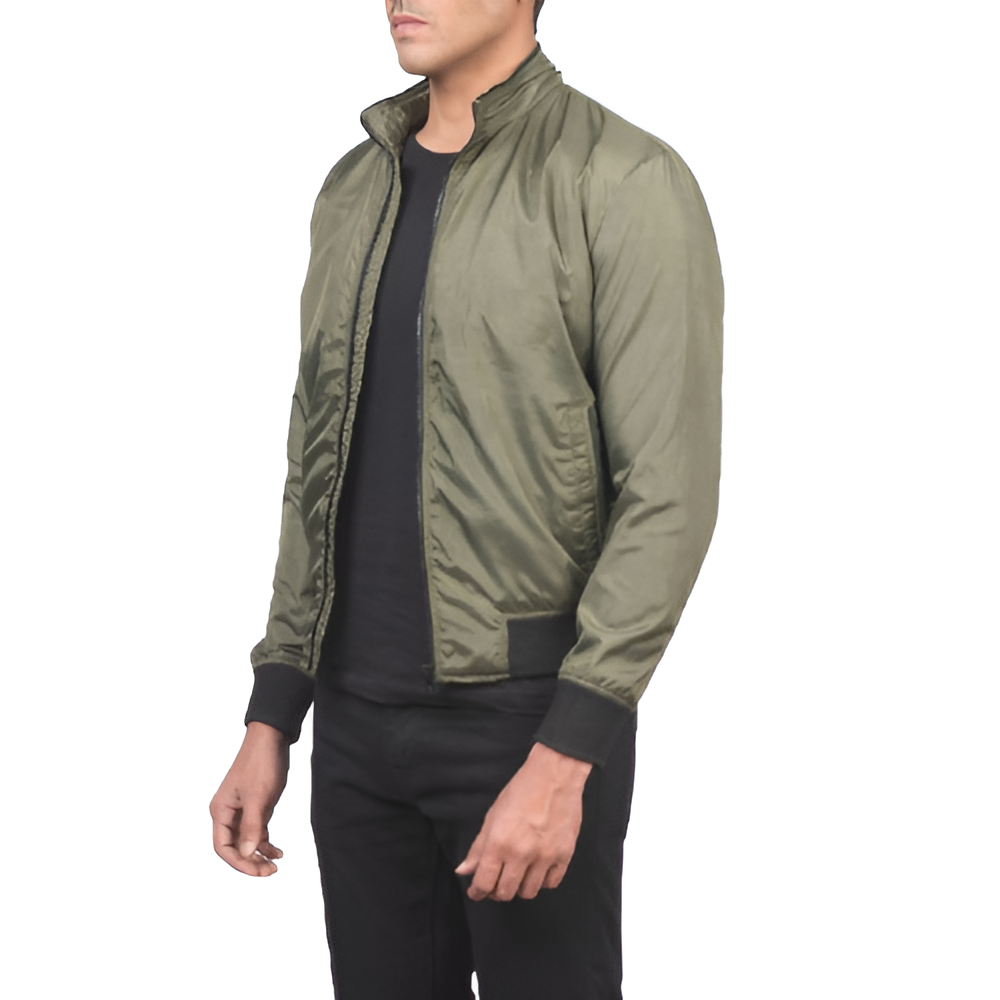 Men's Olive Green Lightweight Bomber Jacket