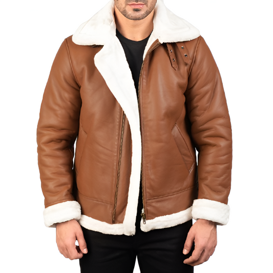 Men's Brown Shearling Leather Jacket