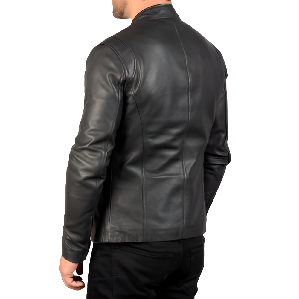 Men's Stand Collar Leather Jacket