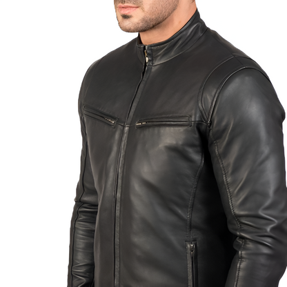 Men's Stand Collar Leather Jacket