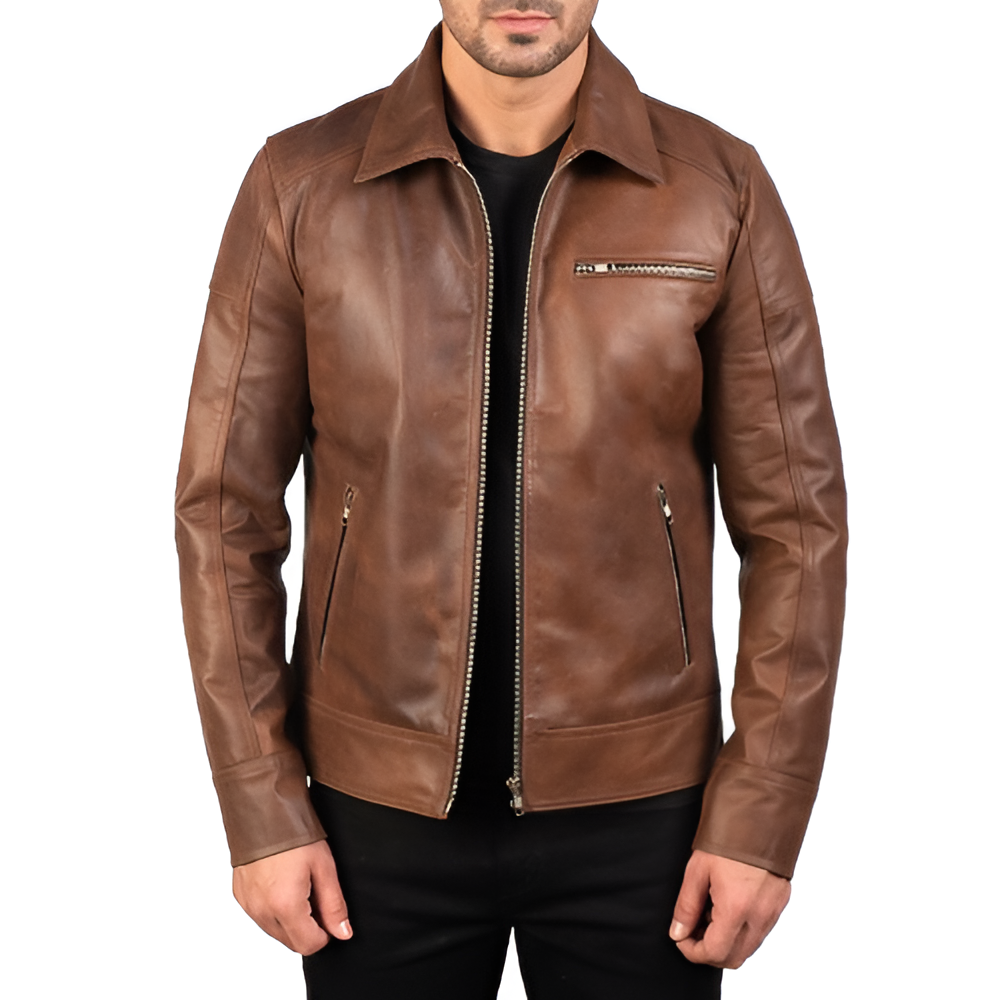 Men's Classic Brown Leather Jacket