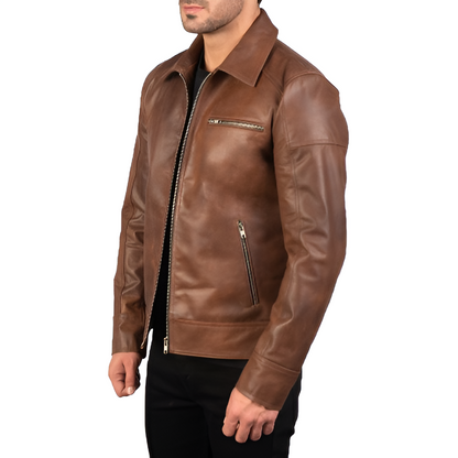 Men's Classic Brown Leather Jacket