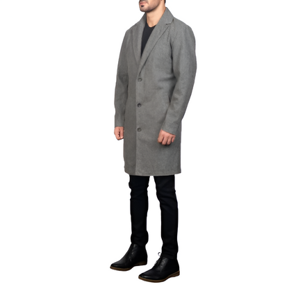 Grey Single-Breasted Overcoat