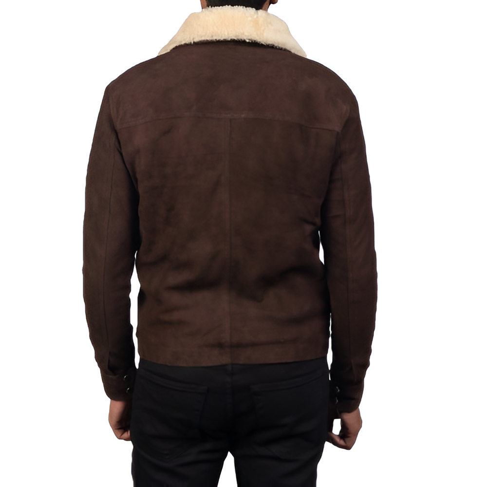 Men's Shearling Collar Suede Jacket