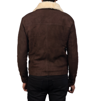 Men's Shearling Collar Suede Jacket