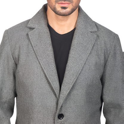 Grey Single-Breasted Overcoat