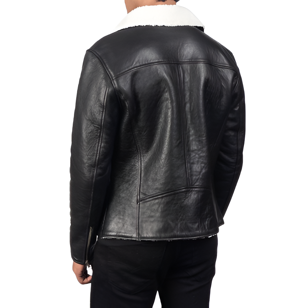 Men's Black Shearling Leather Jacket