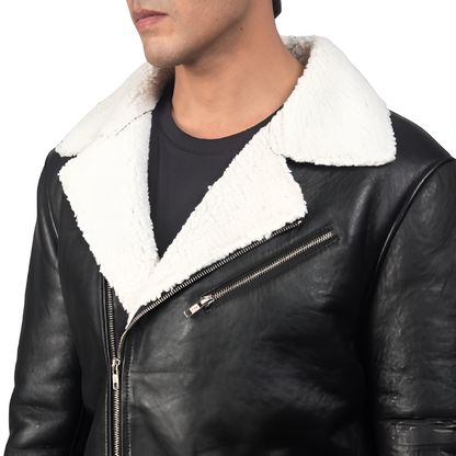 Men's Black Shearling Leather Jacket