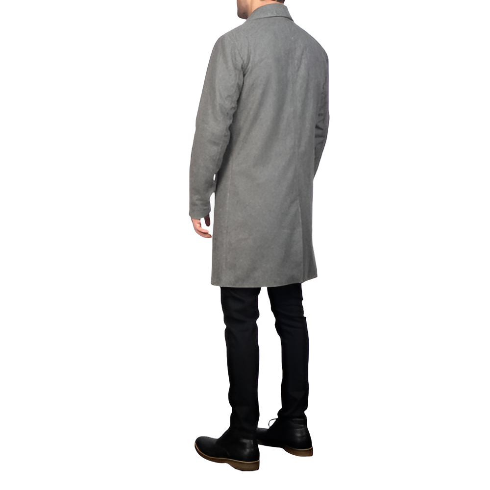 Grey Single-Breasted Overcoat