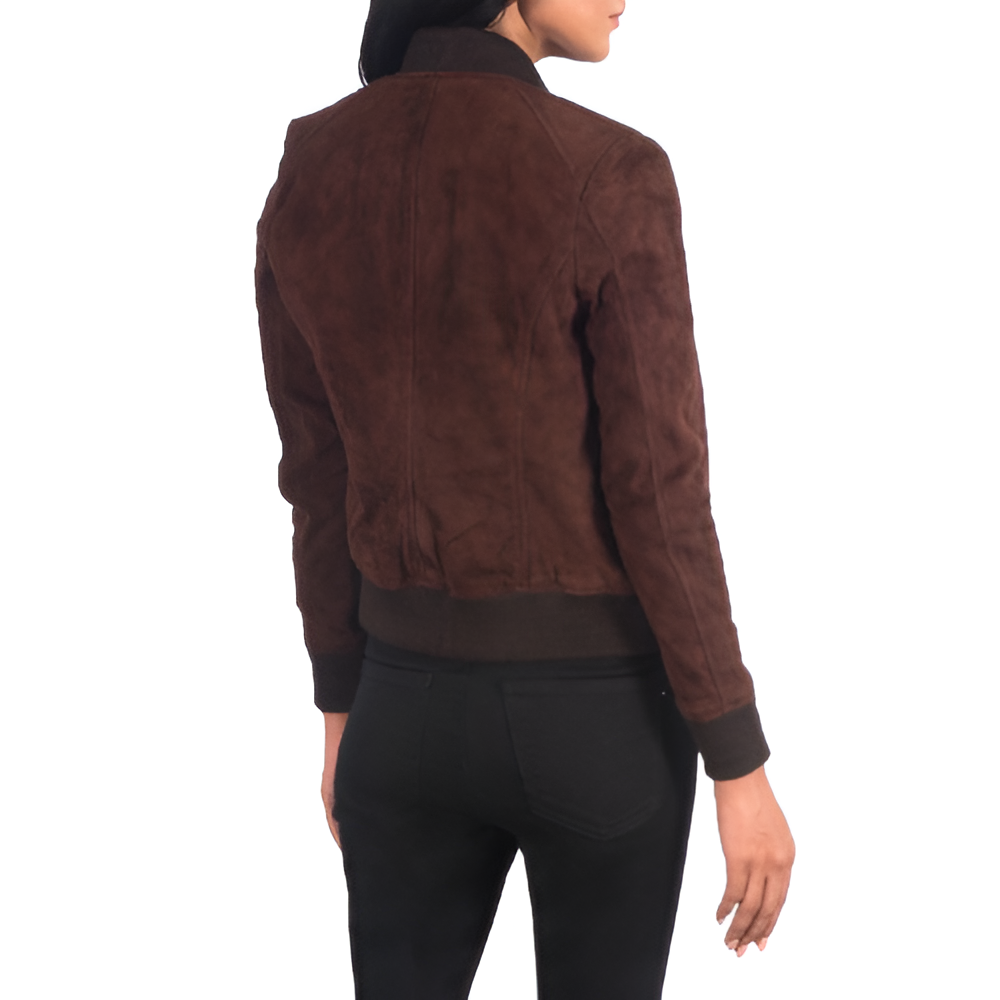 Women's Brown Suede Bomber Jacket