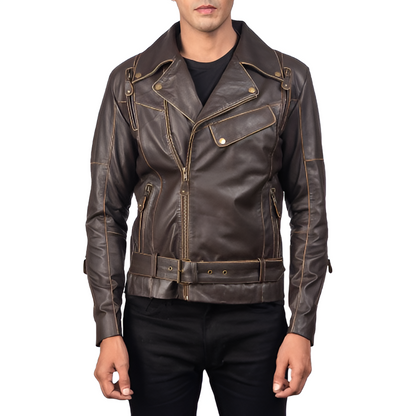 Men's Brown Classic Biker Leather Jacket