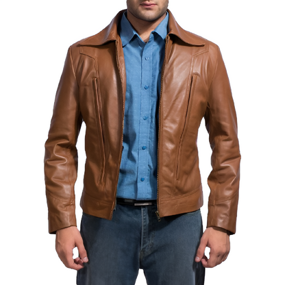 Men's Tan Leather Jacket