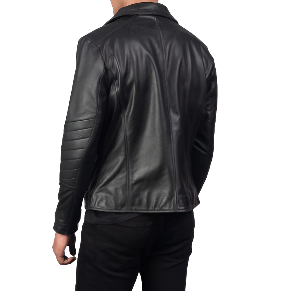 Men's Black Quilted Biker Leather Jacket