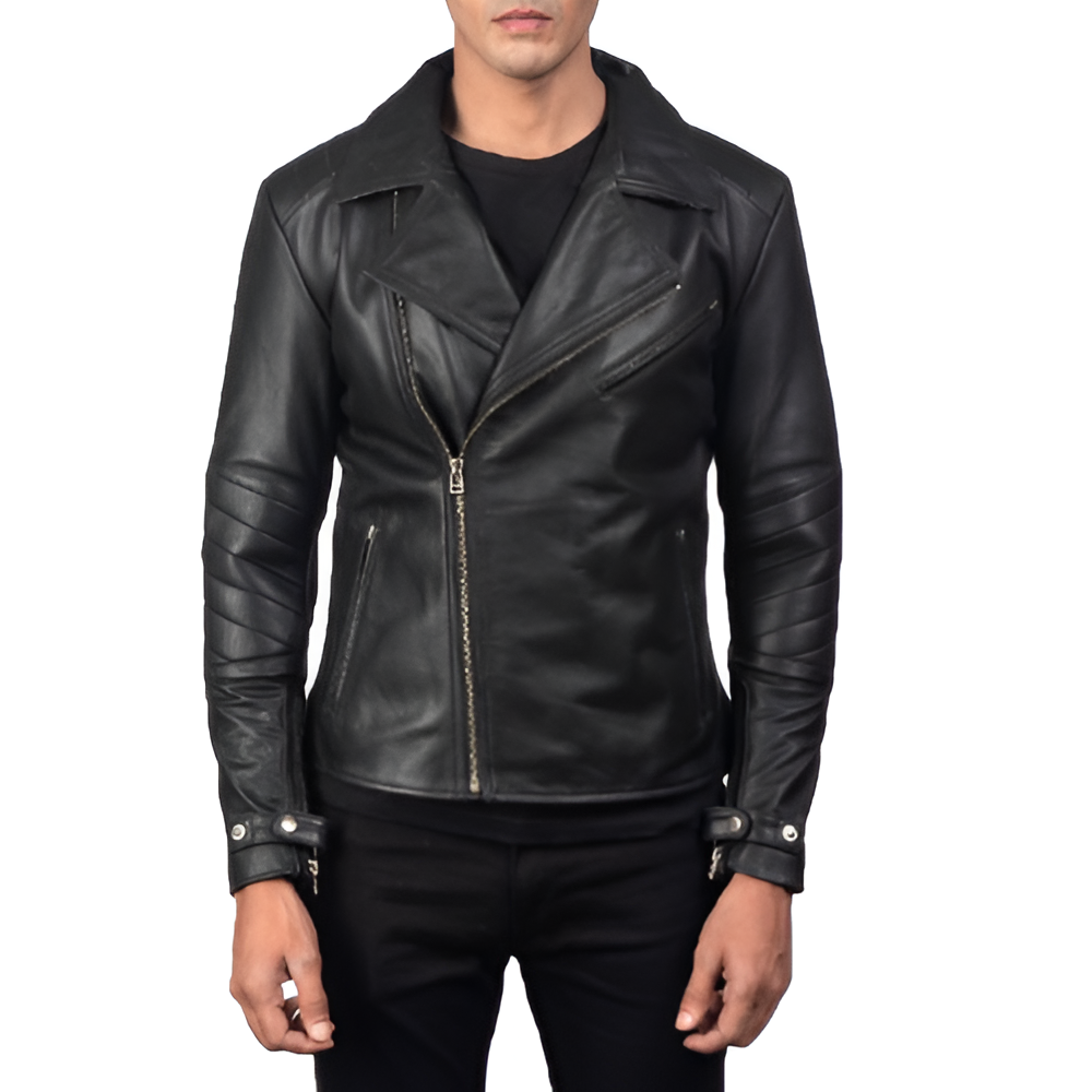 Men's Black Quilted Biker Leather Jacket