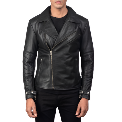 Men's Black Quilted Biker Leather Jacket