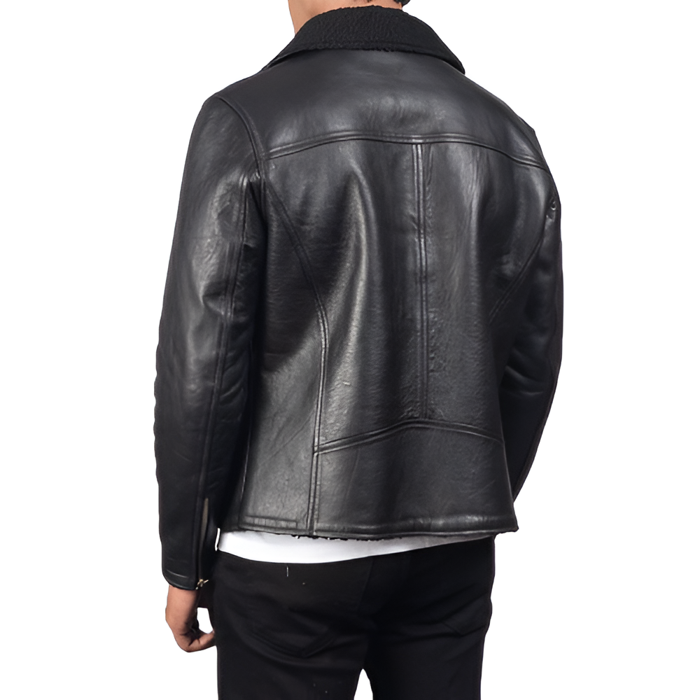 Men's Black Sherpa Lined Leather Jacket