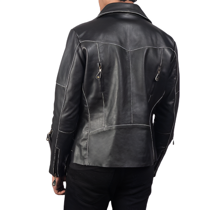 Men's Classic Black Biker Leather Jacket