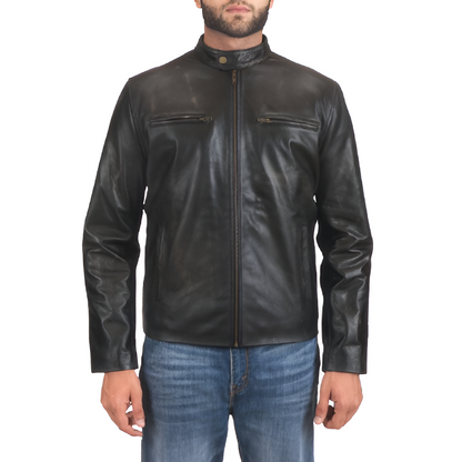 Men's Classic Black Leather Jacket