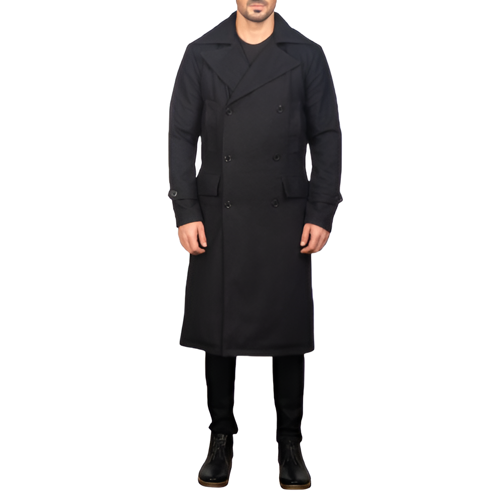 Black Double-Breasted Trench Coat